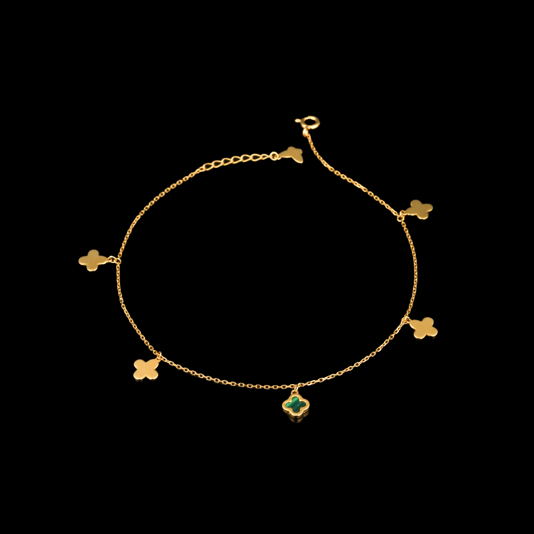 Golden Beaded Charm Anklet