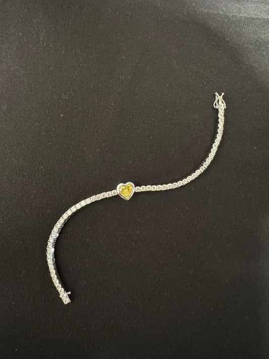 YELLOW HEART TENNIS BRACELET